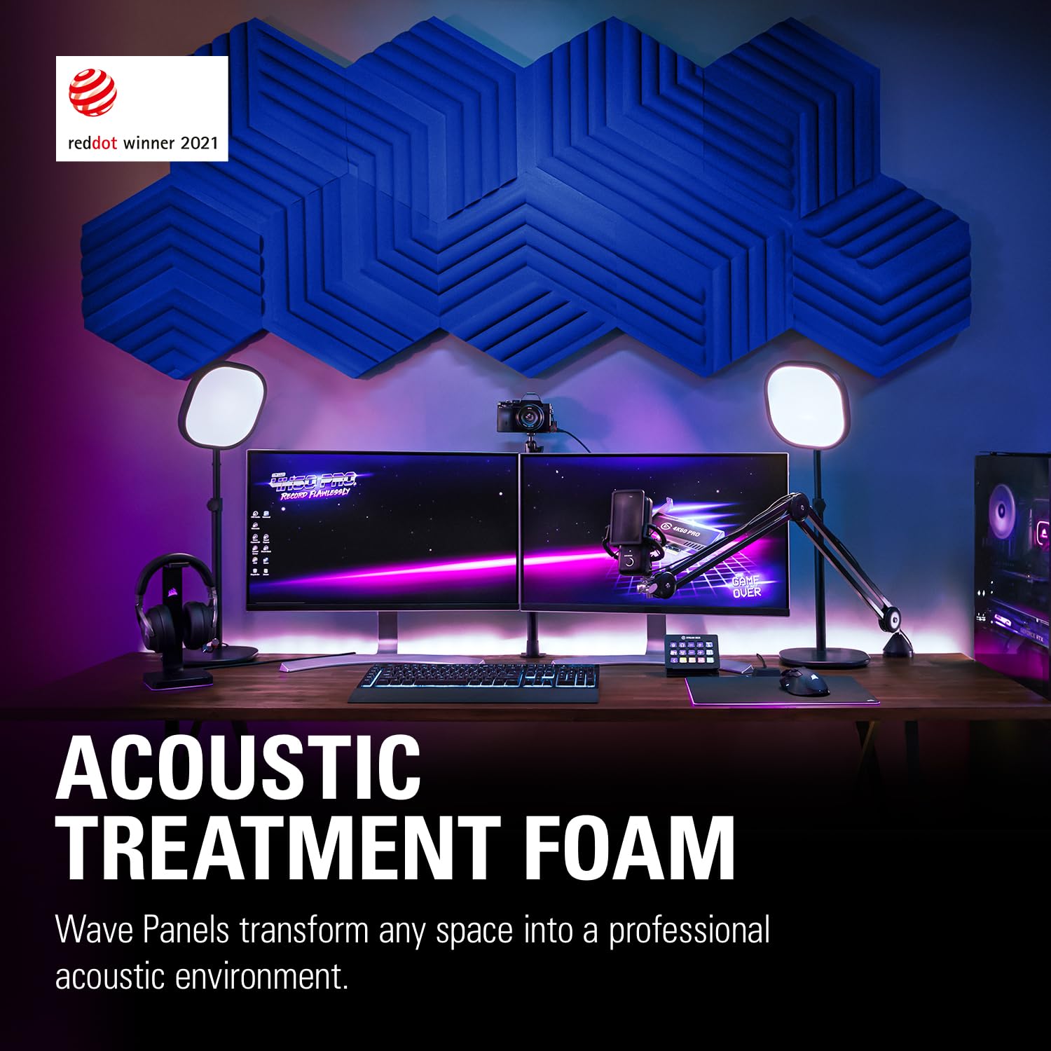 Elgato Wave Panels: 6 acoustic treatment panels, dual density foam, proprietary EasyClick frames, modular design, easy setup and